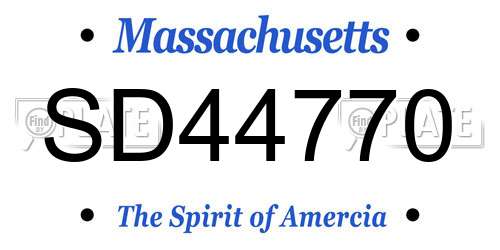 SD44770 Massachusetts License Plate