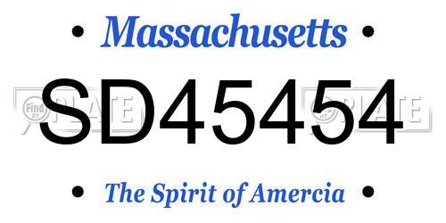SD45454 Massachusetts License Plate