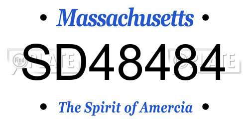 SD48484 Massachusetts License Plate