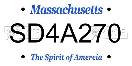 SD4A270 Massachusetts License Plate