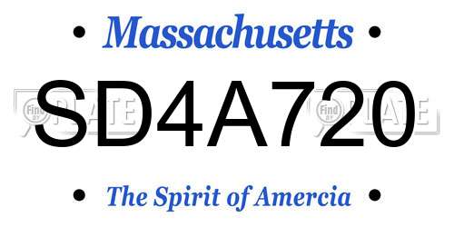 SD4A720 Massachusetts License Plate