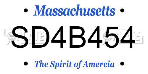 SD4B454 Massachusetts License Plate