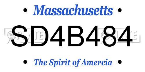 SD4B484 Massachusetts License Plate
