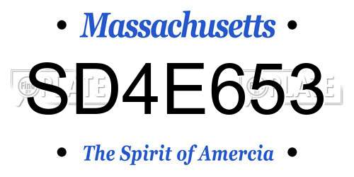 SD4E653 Massachusetts License Plate