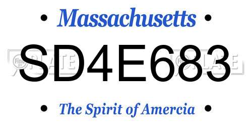 SD4E683 Massachusetts License Plate