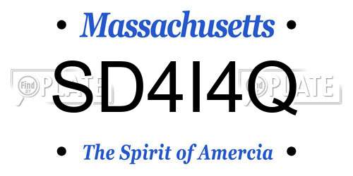 SD4I4Q Massachusetts License Plate