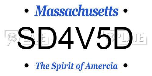 SD4V5D Massachusetts License Plate