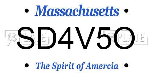 SD4V5O Massachusetts License Plate