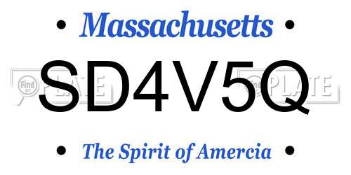 SD4V5Q Massachusetts License Plate