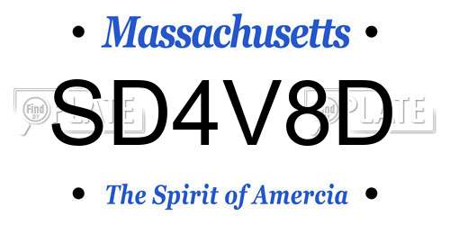 SD4V8D Massachusetts License Plate