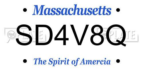 SD4V8Q Massachusetts License Plate