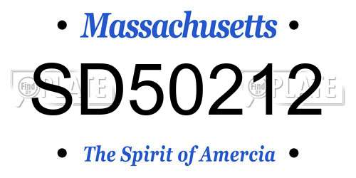 SD50212 Massachusetts License Plate