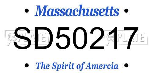 SD50217 Massachusetts License Plate
