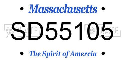 SD55105 Massachusetts License Plate