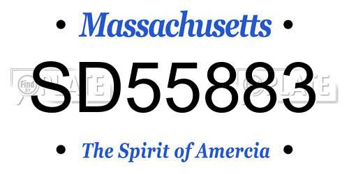 SD55883 Massachusetts License Plate