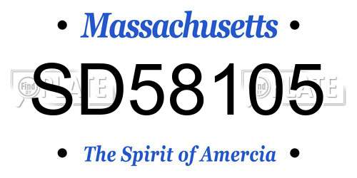 SD58105 Massachusetts License Plate