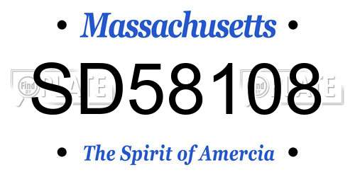 SD58108 Massachusetts License Plate