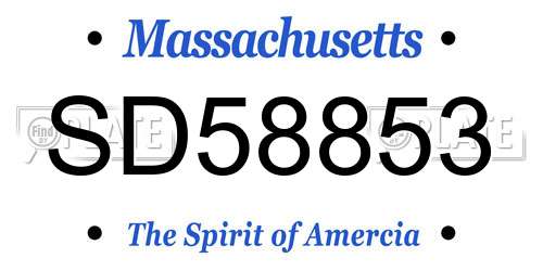 SD58853 Massachusetts License Plate