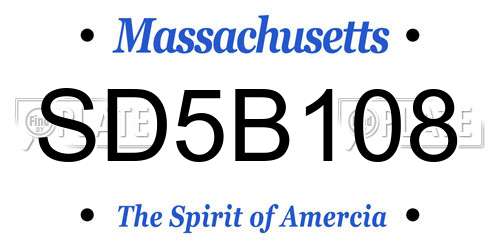 SD5B108 Massachusetts License Plate