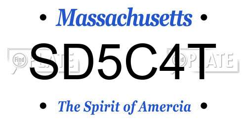 SD5C4T Massachusetts License Plate