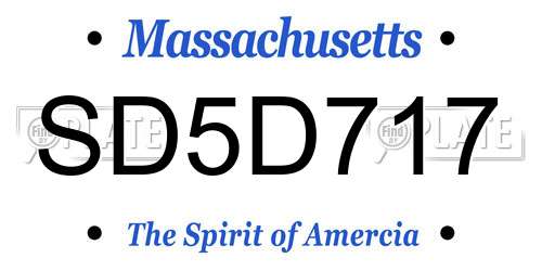 SD5D717 Massachusetts License Plate
