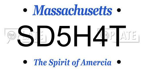 SD5H4T Massachusetts License Plate