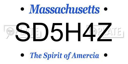 SD5H4Z Massachusetts License Plate