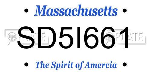SD5I661 Massachusetts License Plate
