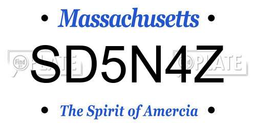 SD5N4Z Massachusetts License Plate