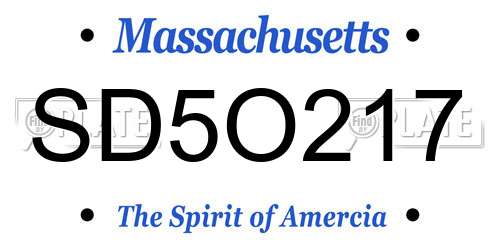 SD5O217 Massachusetts License Plate