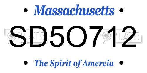 SD5O712 Massachusetts License Plate