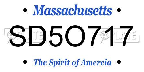 SD5O717 Massachusetts License Plate