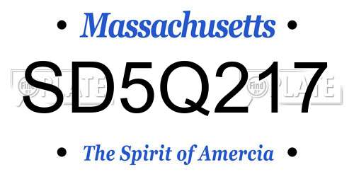 SD5Q217 Massachusetts License Plate