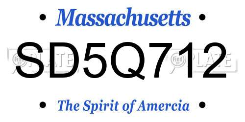 SD5Q712 Massachusetts License Plate