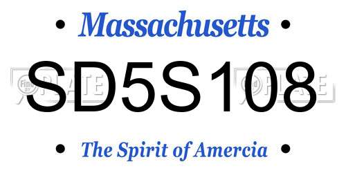 SD5S108 Massachusetts License Plate