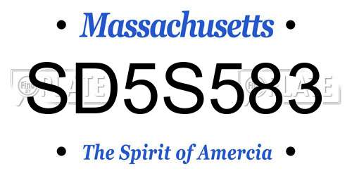 SD5S583 Massachusetts License Plate