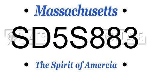SD5S883 Massachusetts License Plate