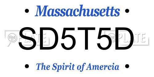 SD5T5D Massachusetts License Plate