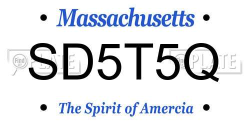 SD5T5Q Massachusetts License Plate