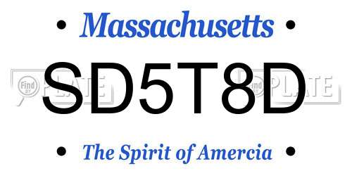 SD5T8D Massachusetts License Plate