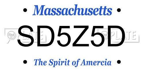 SD5Z5D Massachusetts License Plate