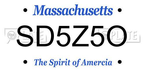 SD5Z5O Massachusetts License Plate