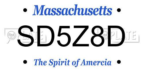 SD5Z8D Massachusetts License Plate