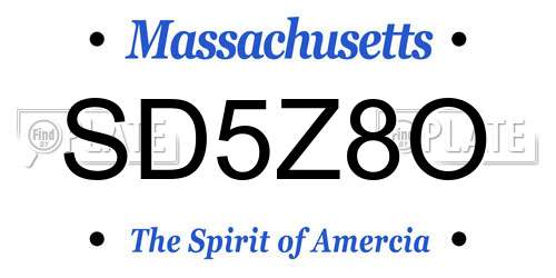SD5Z8O Massachusetts License Plate