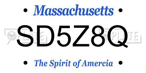 SD5Z8Q Massachusetts License Plate