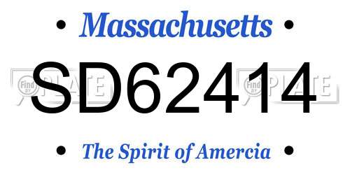 SD62414 Massachusetts License Plate