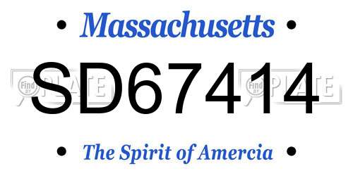 SD67414 Massachusetts License Plate