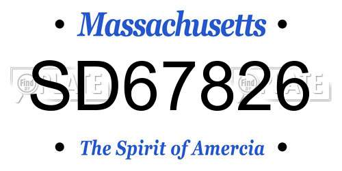 SD67826 Massachusetts License Plate