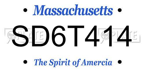 SD6T414 Massachusetts License Plate