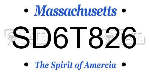 SD6T826 Massachusetts License Plate